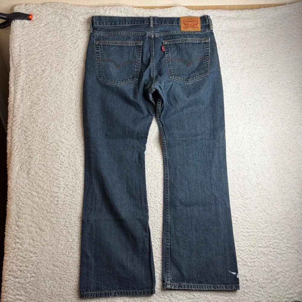 Levis 527 low rise Bootcut Jeans Mens 36x30 Dark Wash Denim Blue 527-0428